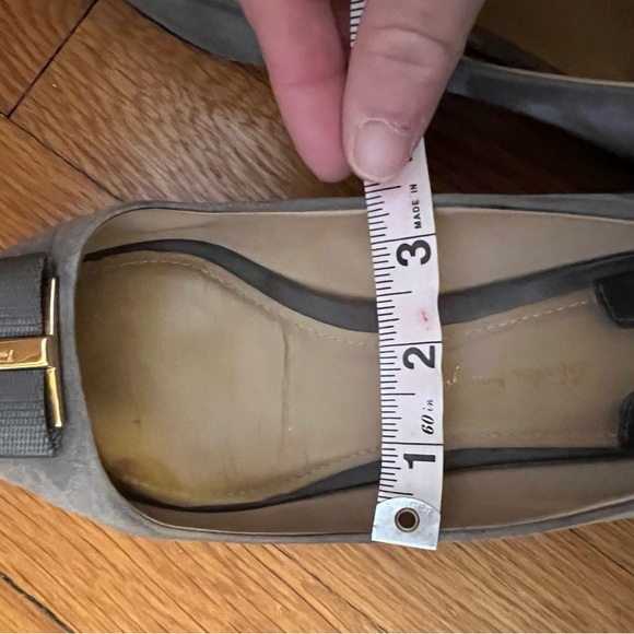 Salvatore Ferragamo Gray Flats with Gold Accent - Picture 10 of 12